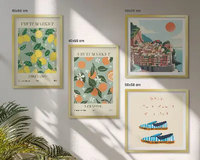 Multi-piece wall decor set featuring fruit patterns of Italian culture