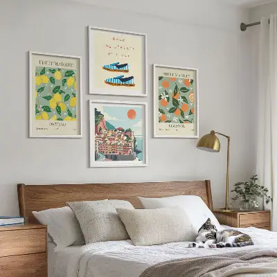 Multi-piece wall decor set featuring fruit patterns of Italian culture