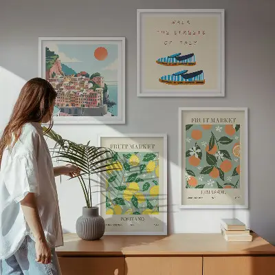 Multi-piece wall decor set featuring fruit patterns of Italian culture