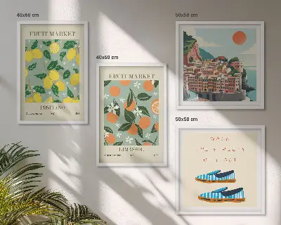 Multi-piece wall decor set featuring fruit patterns of Italian culture