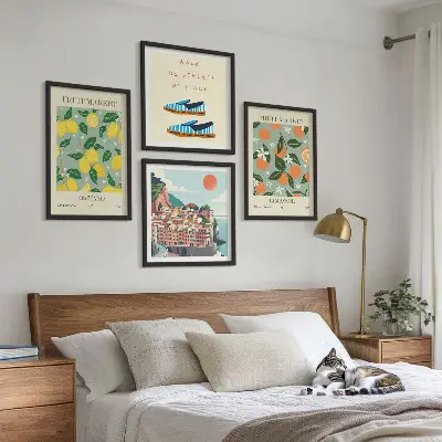 Multi-piece wall decor set featuring fruit patterns of Italian culture