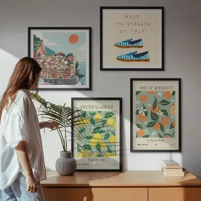 Multi-piece wall decor set featuring fruit patterns of Italian culture