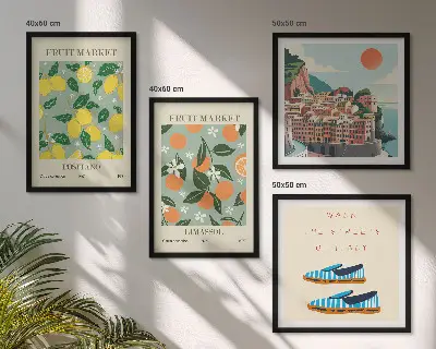 Multi-piece wall decor set featuring fruit patterns of Italian culture