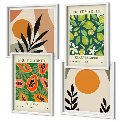 Wall art set Boho papaya fruit patterns