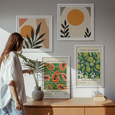 Wall art set Boho papaya fruit patterns
