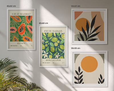 Wall art set Boho papaya fruit patterns
