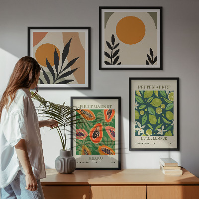 Wall art set Boho papaya fruit patterns