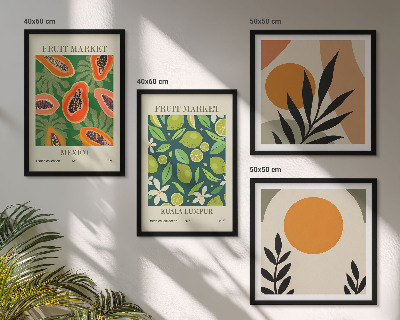 Wall art set Boho papaya fruit patterns