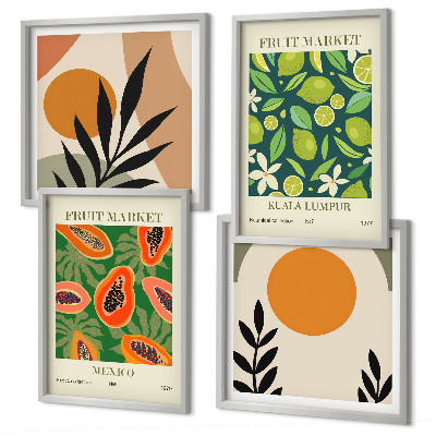 Wall art set Boho papaya fruit patterns