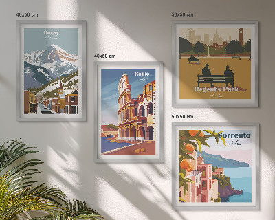 Set of 4 wall art pieces Retro illustrations of famous places