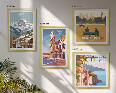 Set of 4 wall art pieces Retro illustrations of famous places