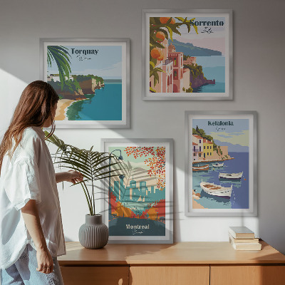 Multi-piece wall decor set Retro views of cities around the world