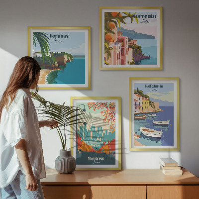 Multi-piece wall decor set Retro views of cities around the world
