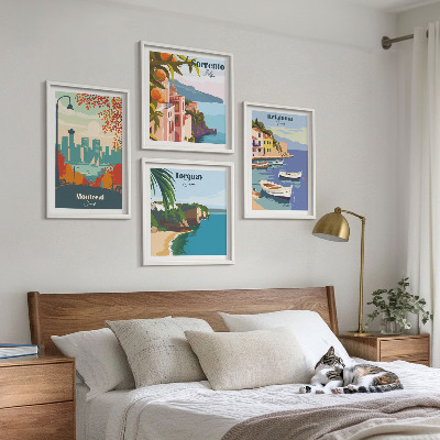 Multi-piece wall decor set Retro views of cities around the world