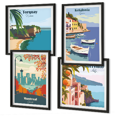 Multi-piece wall decor set Retro views of cities around the world