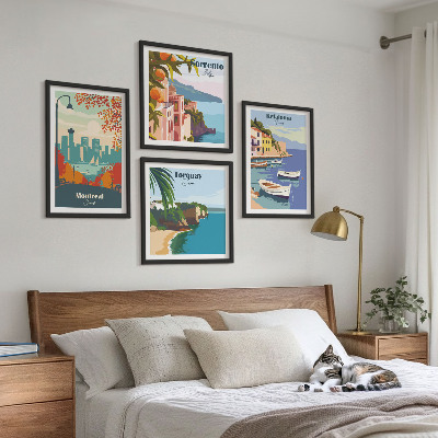 Multi-piece wall decor set Retro views of cities around the world