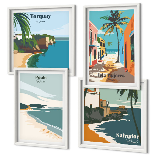 Wall art set Tropical beaches and palm trees