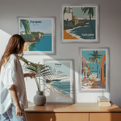 Wall art set Tropical beaches and palm trees