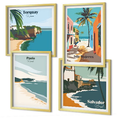 Wall art set Tropical beaches and palm trees