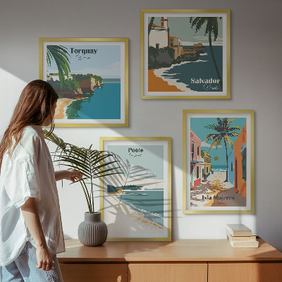 Wall art set Tropical beaches and palm trees