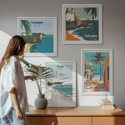 Wall art set Tropical beaches and palm trees