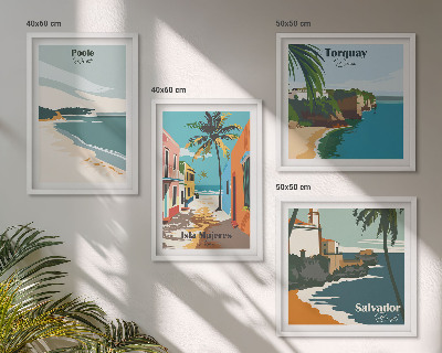 Wall art set Tropical beaches and palm trees