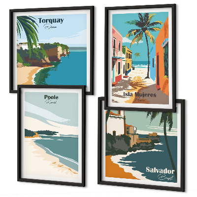Wall art set Tropical beaches and palm trees