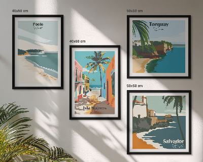 Wall art set Tropical beaches and palm trees
