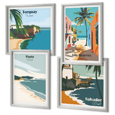 Wall art set Tropical beaches and palm trees
