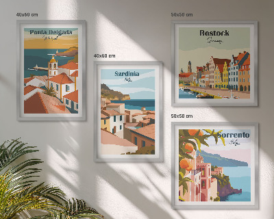 Set of 4 wall art pieces Views of European ports