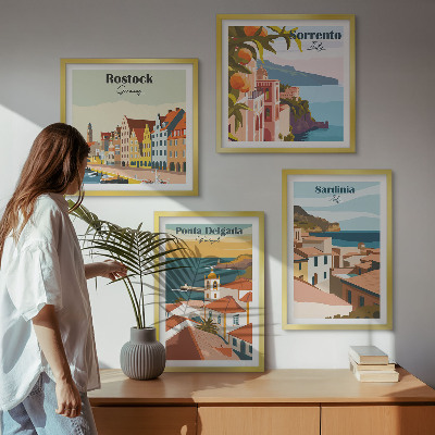 Set of 4 wall art pieces Views of European ports