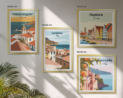 Set of 4 wall art pieces Views of European ports