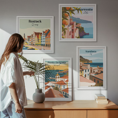 Set of 4 wall art pieces Views of European ports
