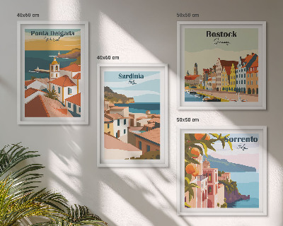 Set of 4 wall art pieces Views of European ports