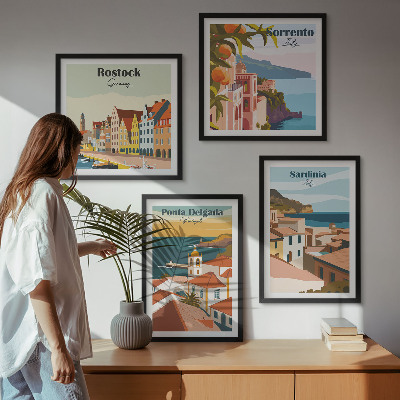 Set of 4 wall art pieces Views of European ports
