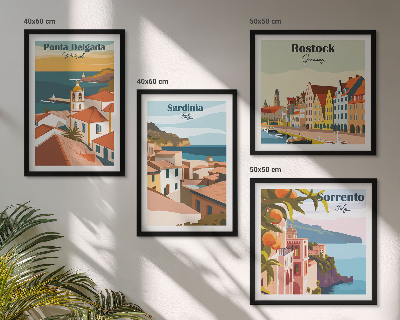 Set of 4 wall art pieces Views of European ports