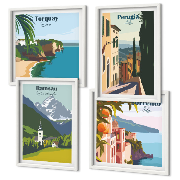 Multi-piece wall decor set Mountain landscapes and cities