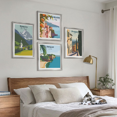 Multi-piece wall decor set Mountain landscapes and cities
