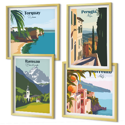 Multi-piece wall decor set Mountain landscapes and cities