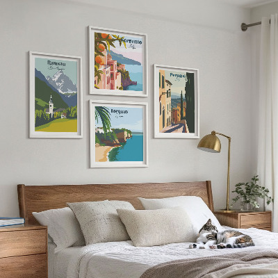 Multi-piece wall decor set Mountain landscapes and cities