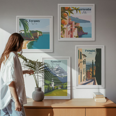 Multi-piece wall decor set Mountain landscapes and cities