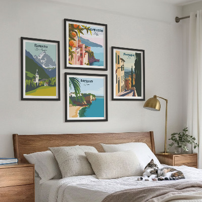 Multi-piece wall decor set Mountain landscapes and cities