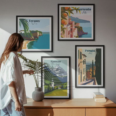 Multi-piece wall decor set Mountain landscapes and cities