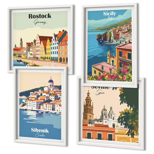 Wall art set Landscapes of European cities