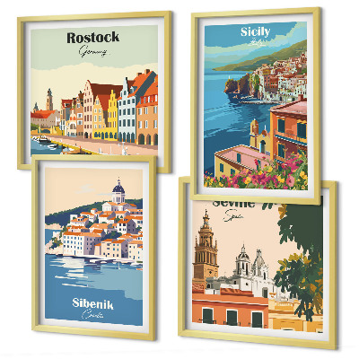 Wall art set Landscapes of European cities