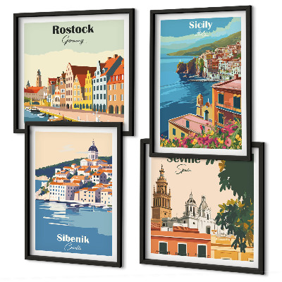 Wall art set Landscapes of European cities