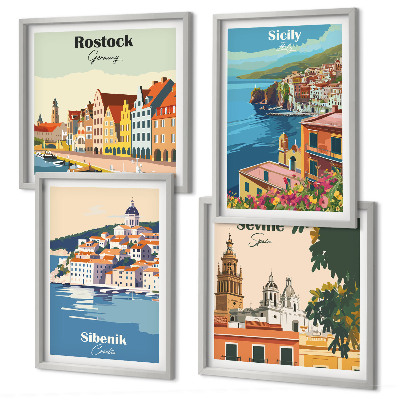 Wall art set Landscapes of European cities