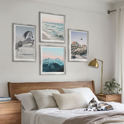 Set of 4 wall art pieces Horses, movement, beach, lighthouse, mountains