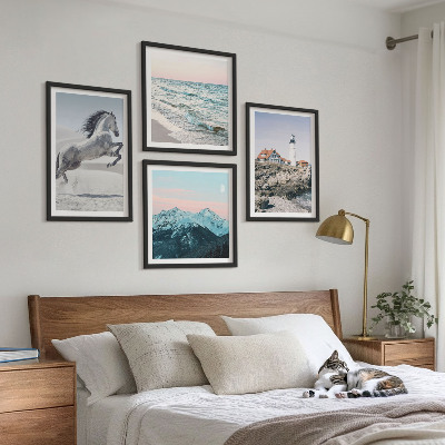 Set of 4 wall art pieces Horses, movement, beach, lighthouse, mountains
