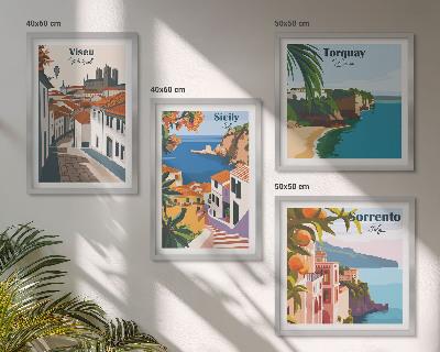 Wall art set Retro illustrations of world cities